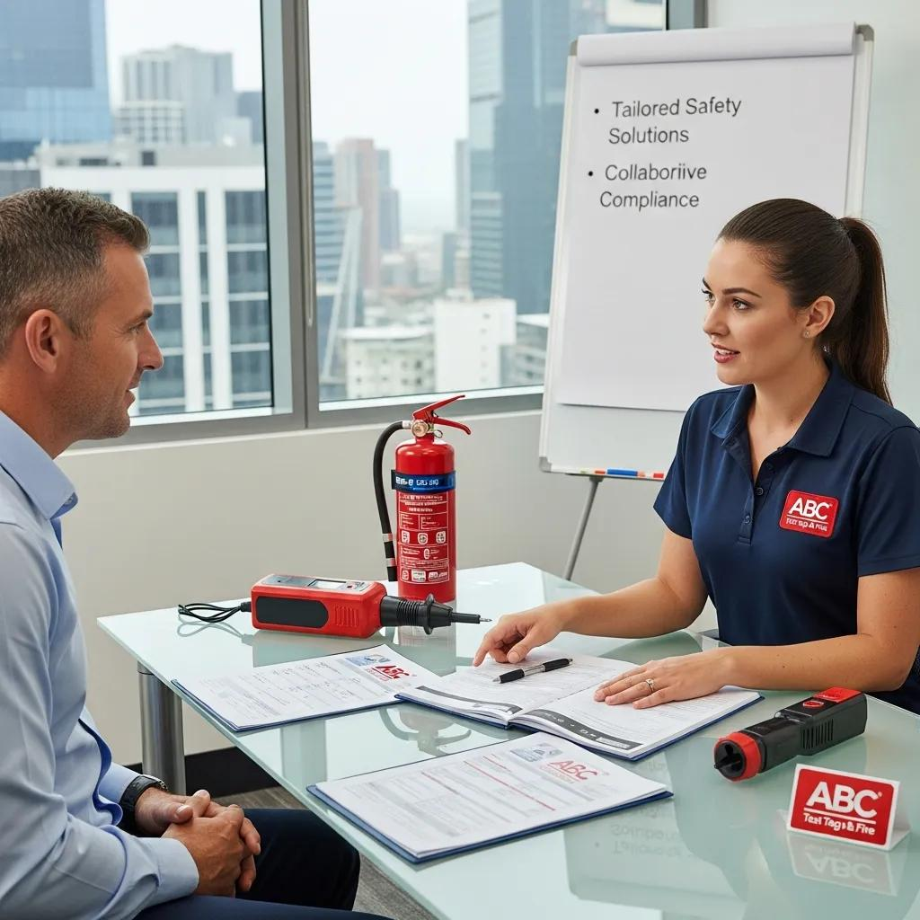 Consultation between business owner and compliance expert for tailored safety solutions