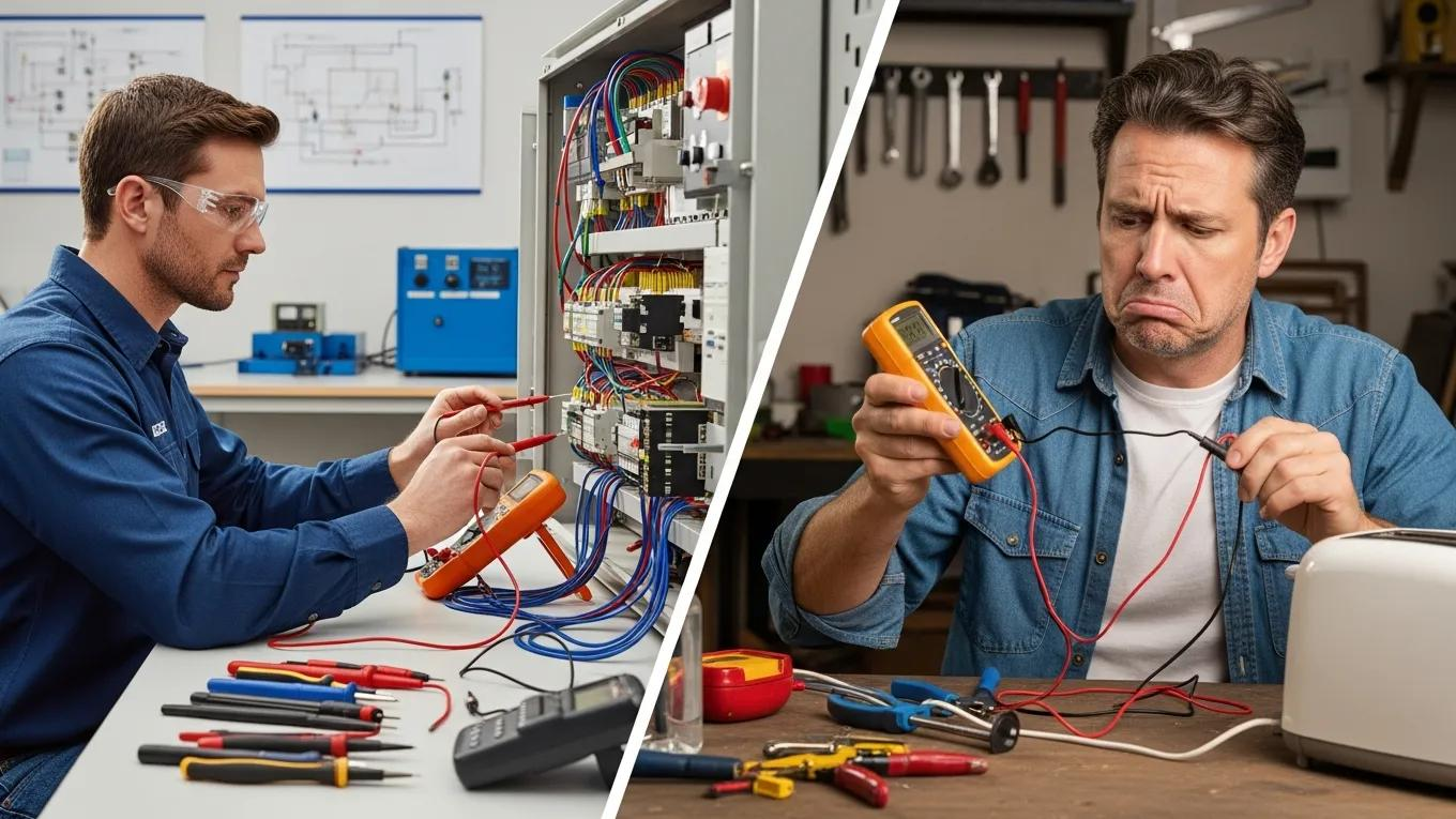 Comparison of professional electrical testing by a technician versus DIY testing