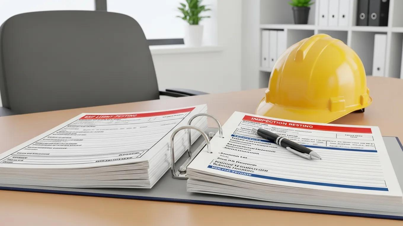 Organized record-keeping system for exit light testing and safety compliance documentation