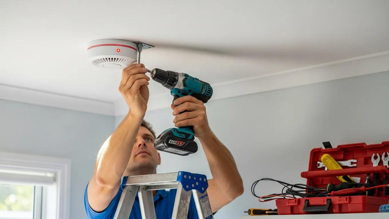 Different smoke alarm models with pricing tags showcasing installation costs for Brisbane homes